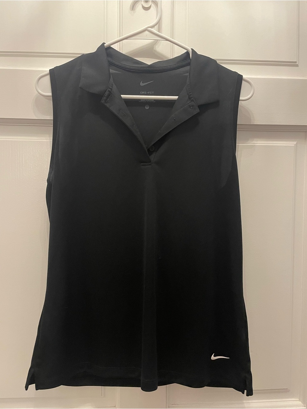 Nike Dri-FIT Victory Sleeveless Golf Tennis Pickleball Black Polo Top Sz Med